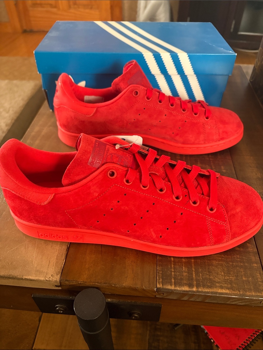 Adidas Stan Smith Power Red Sneakers Size 10.5 - Picture 5 of 9